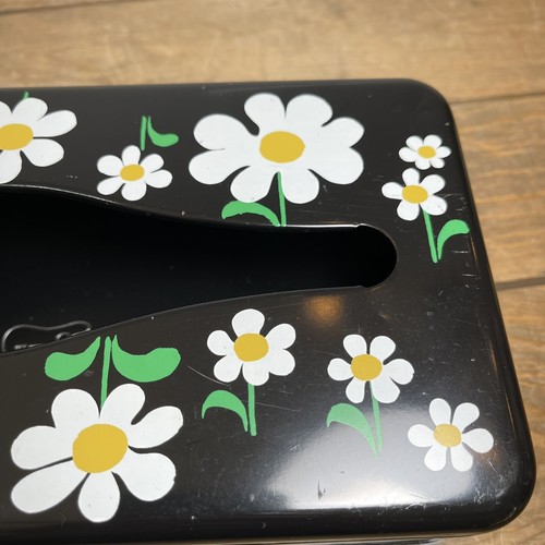 Vintage Ransburg Metal Tissue Box Holder Wall Mountable Daisy Daisies - Picture 10 of 12