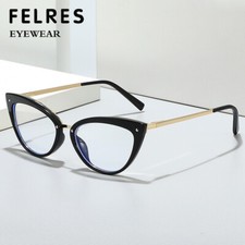 Women Cat Eye Anti Blue Light Eyeglasses Clear Lens Full Frame Glasses Frames
