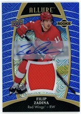 2019-20 UD Allure Filip Zadina Blue Line Auto Jersey /99 Rookie #81