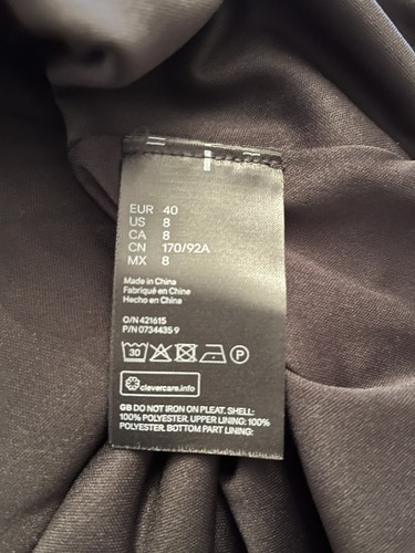 WORN ONCE! Cute H&M Size 12 Black Chiffon Ruffle Neck & Sleeve Party Dress - Picture 6 of 6