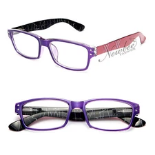 Horned Rim Clear Lens Rectangular Glasses Abstract Style Unique Colors