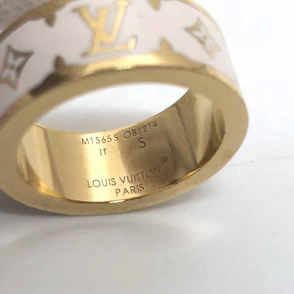 Louis Vuitton ホワイト モノグラムチャーム M1565S LOUIS VUITTON M1565S Ring-Nano Gram Enamel Ring Metal White
