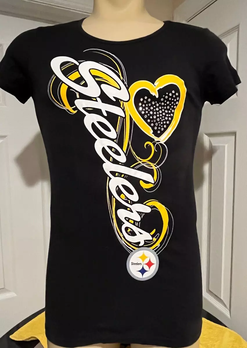 Reebok Pittsburgh Steelers Women s T shirt Rhinestones Black