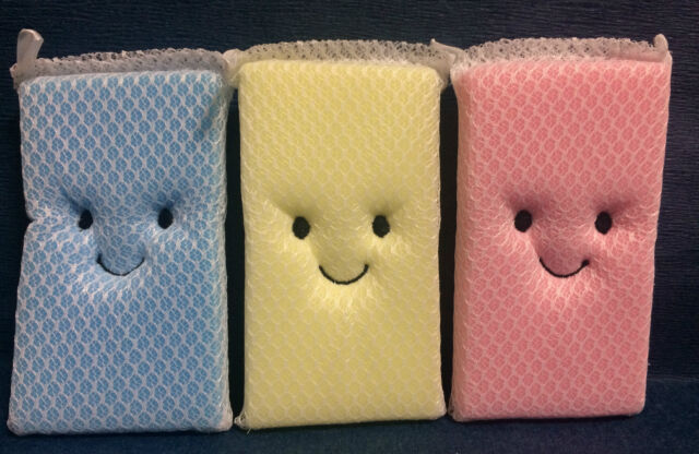 3 x Smiley Face Sponge - Daiso Japan - Japanese Smile Sponges (1 pack)