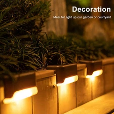 1-8X LED Solar Fence Lights Outdoor Dusk to Dawn Wall Steps Garden Pathway Lamp