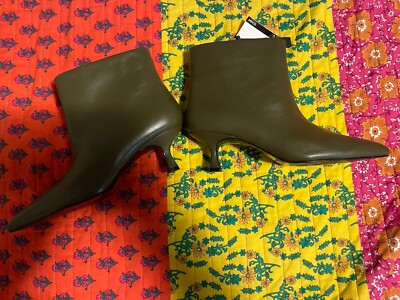 mango ankle boots Leather Olive Green Size 6 New