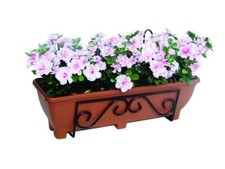 Planter Holder With 60 cm Trough Scrolled Back Plastic Coated Steel Garden Pride
