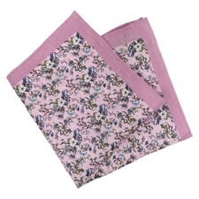 JOS A BANK Mens Linen Floral Handkerchief Light Purple Pocket Square Scarf 13.5"