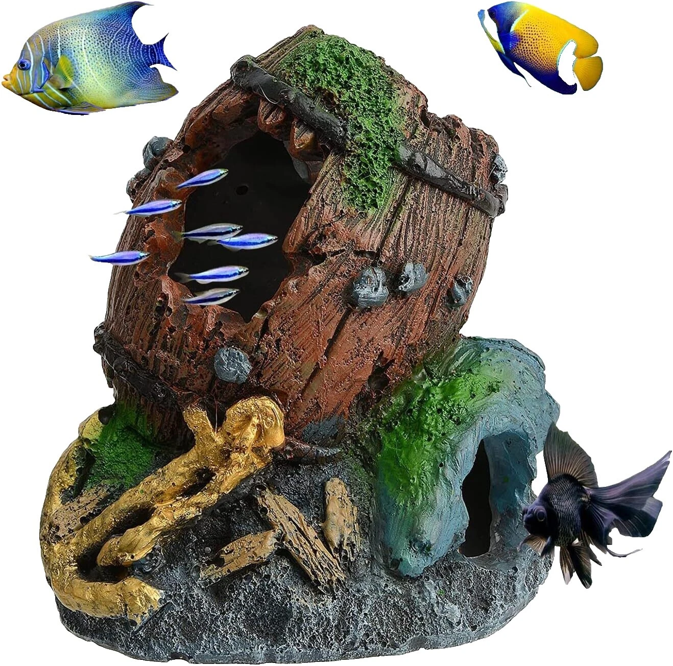 Decoración De Acuario multicolor de madera