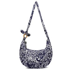 Women Hippie Crossbody Bag cloth boho Sling Bag Canvas Bohemian Hobo Hand Blue
