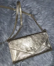 Kate Spade Gold Wallet Clutch Crossbody Chain Harrison Street Purse Bag