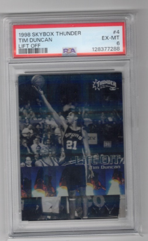 1998-99 Skybox Thunder Lift Off Tim Duncan Refractor #4 Spurs PSA 6 LOW POP