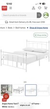 Argos Home Yani Double Metal Bed Frame, White, Slatted