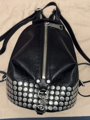 Rebecca Minkoff Studded Leather Backpack Black Silver Hardware