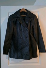 Vintage 90s Jacqueline Ferrar Leather Jacket Over Coat Womns M Black Gothic Chic