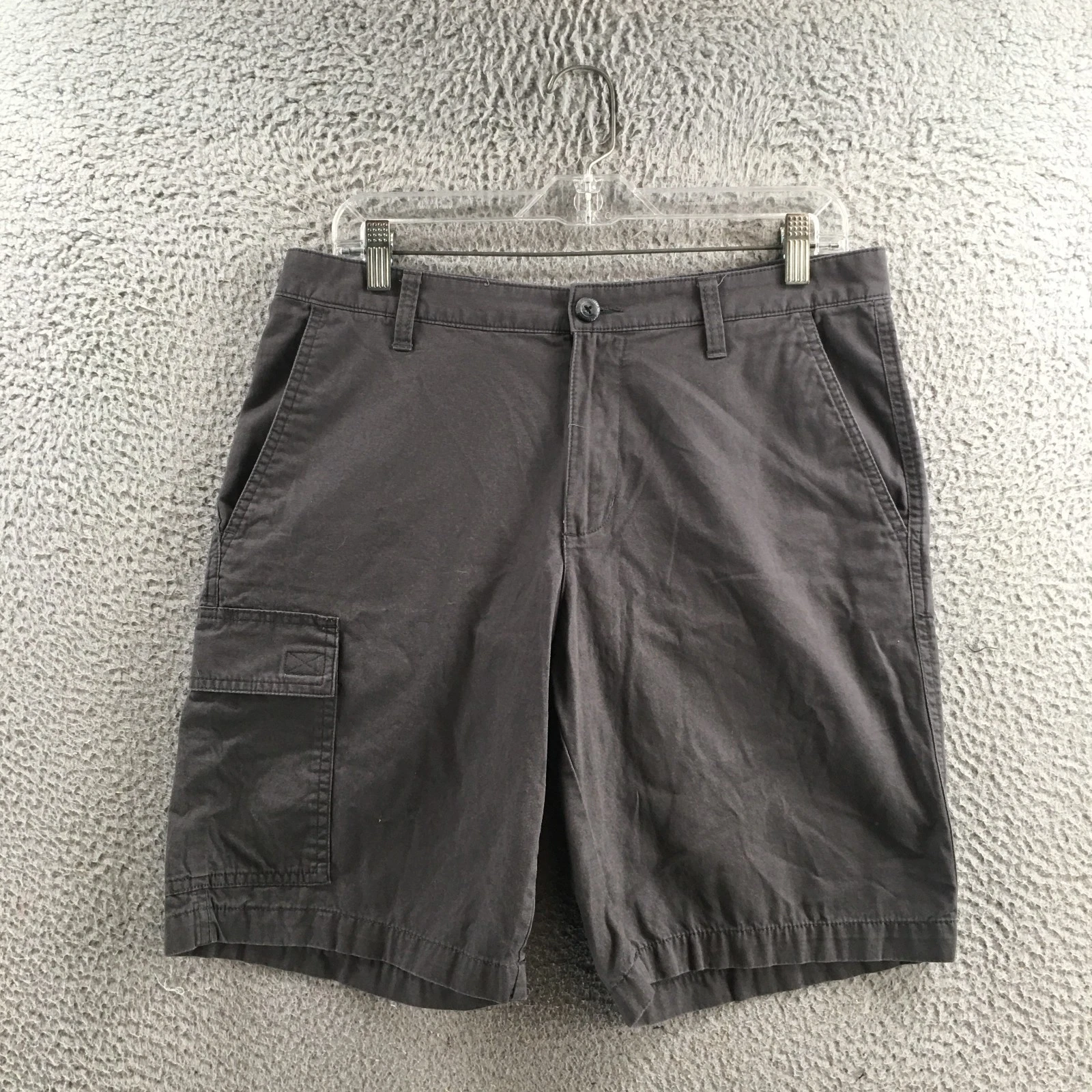 Columbia Cargo Short Mens 32 Gray Cotton Mid Rise Flat Front Zip Fly Casual