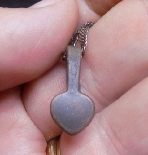 Collar de cadena de plata 925 Milor de colección con colgante de corazón grabado sin marca (520) - Imagen 5 de 5