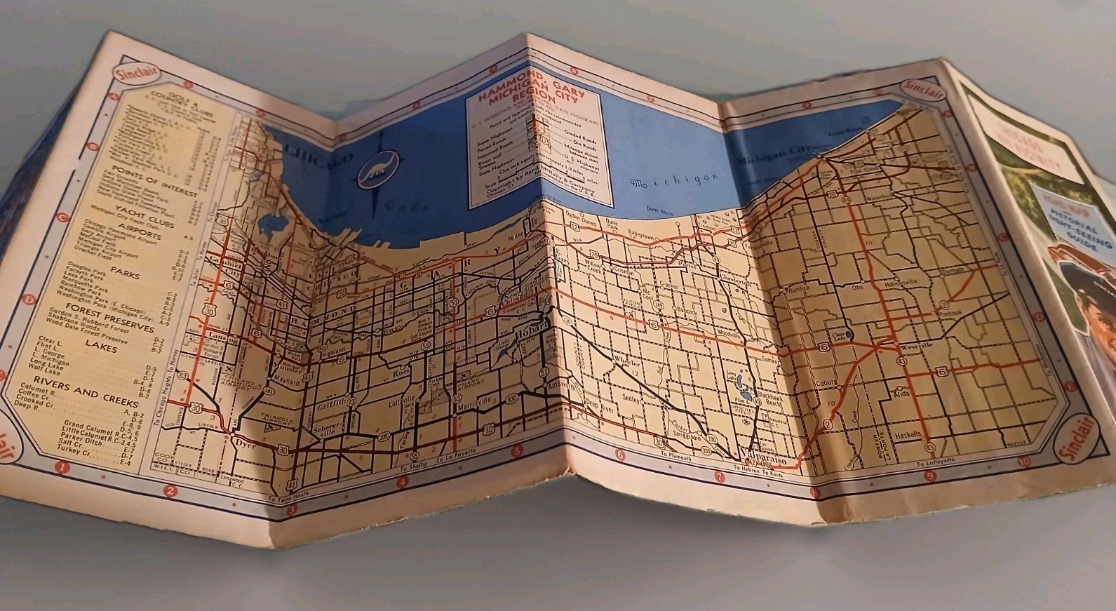1940s Sinclair Chicago/Vacinity Folding  Road Map Gasoline Oil