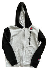 Champion Size Youth Large Zip Up Hooded Sweatshirt - Gray