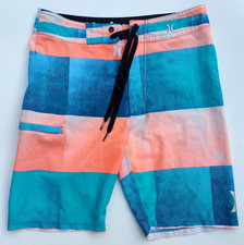 HURLEY Phantom Boys Board Shorts, Swim Trunks, Size 26, Bathing Suit, Blue Peach