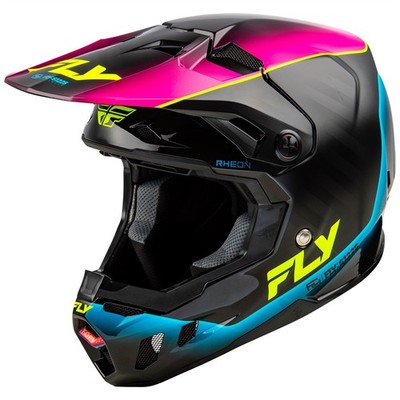 Fly Racing 2025 Formula CC Underglow Motocross Helm Schwarz Pink Blau S