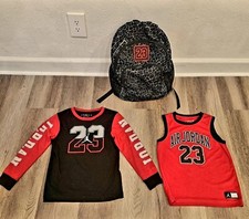 EXC Lot Boys Air Jordan Tee Jersey Free Backpack Sz Large 6/7