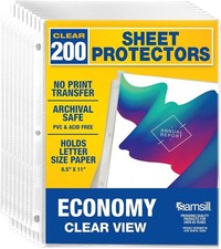 Samsill 200 Pack Sheet Protectors, 8.5X11 Inch Page Protectors for 3 Ring Binder