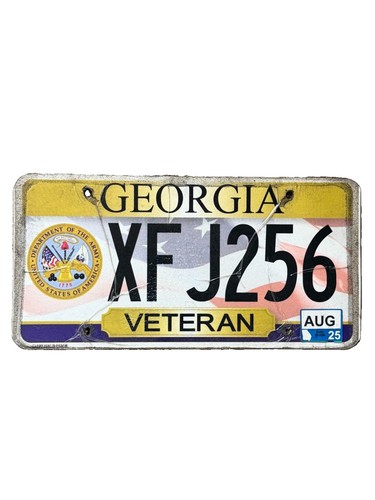 Georgia License Plate - US Army Veteran XF J256 πΊπΈ