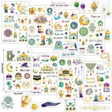 HOWAF 400 pcs Eid Mubarak Stickers, 24 Sheets Ramadan Mubarak Islamic Eid DI...