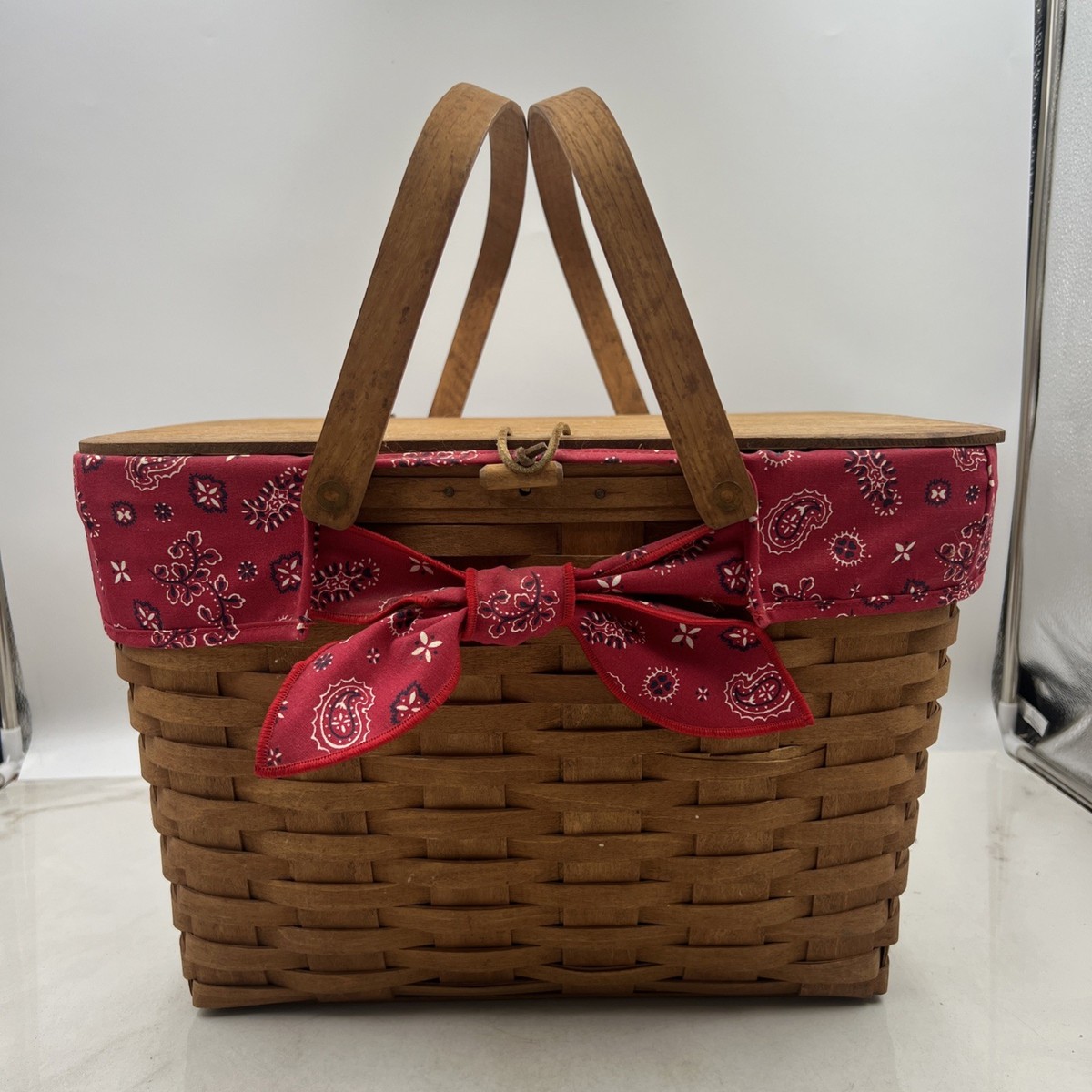 【重要•追記有】Longaberger Large Picnic Basket VTG Longaberger Large Picnic Basket With Protector And