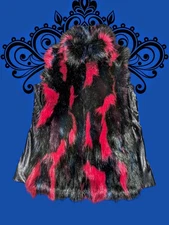 ADRIENNE LANDAU *DAMAGED* Faux Fur Vest Jacket THRASHED Festival Glam Women's S