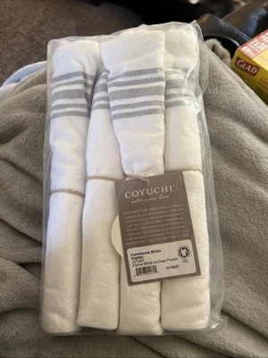 Coyuchi Organic Cotton Napkin Set of 4 Farmhouse Stripe White 20x20 New with Tag