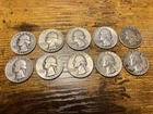 Silver Washington Quarters Lot of 10. 1940’s-1964 90% Silver