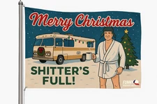 Merry Christmas Shitter’s Full Flag Funny Holiday Banner Christmas Wall Decor