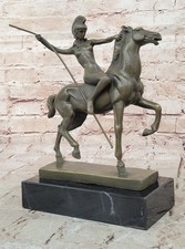 Estilo Antiguo Bronce Romano/Griego Mujer Desnuda Amazonas Guerrero En Cría Caballo Venta