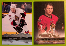CURTIS LAZAR LOT 2 YOUNG GUNS 2014-15 UPPER DECK UD CANVAS YOUNG GUNS + BASE YG