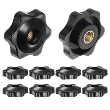 10pcs Star Knobs M6 Thread 32mm Head Through Hole Clamping Handles Black