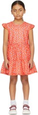 The Marc jacobs Girl's 4 Dress Red All Over Heart Print Eyelet Tiered Cap Sleeve