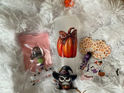 Halloween Lot Cup Pumpkin Ghost Owl Key Chain Cup Coasters Ornament Stickers etc