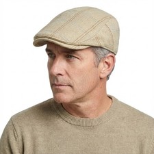 Mens Ivy Driving Flat Cap Herringbone Newsboy Country Duckbill Hat UK Stock