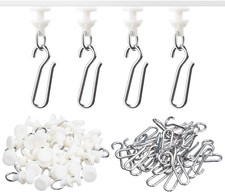 60 Pcs Curtain Track Gliders Hooks, Ceiling Curtain Track, Pack of 30 Pieces Hoo