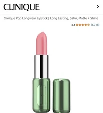 CLINIQUE Pop Longwear Lipstick | Long Lasting, Satin, Matte + Shine 13 Peony POP