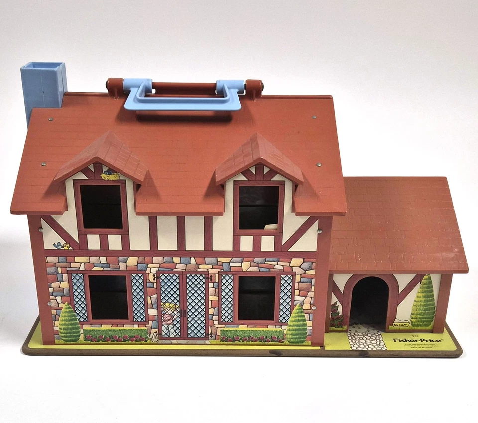 Vintage Fisher-Price Spiel Familienhaus Nr. 952 – Frühe Holzbasis – Nur Haus - Bild 2 von 4