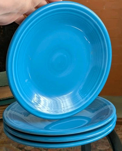 Homer Laughlin Fiestaware Salad Plates Set of 4 Peacock Blue 7 1/4” Made in USA