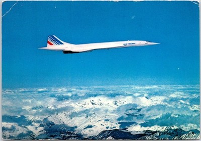 Vintage 1976 Air France Concorde Supersonic Jet Postcard Chrome 6x4