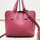 IACUCCI Reversible Pink Leather Mini Tote Bag with Pouch, 2-Way Crossbody