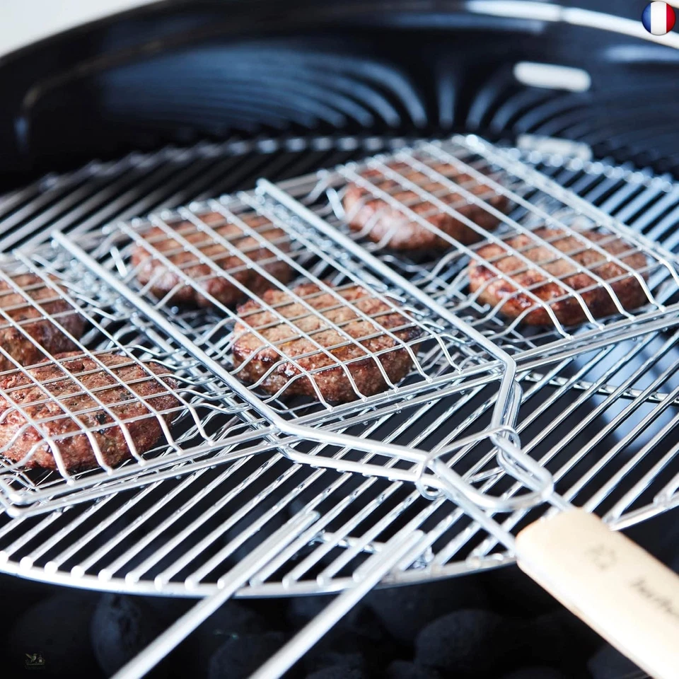 Barbecook Grille barbecue pour hamburger, Acier chromé/Bouleau FSC, 35 x 23 cm,  - Photo 3/4