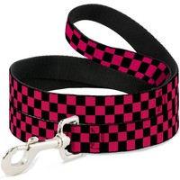 "Dog Leash 6-FEET Checker Black/Neon Pink Wide 1.5\" (Us Import)"