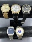 Seiko & Citizen Lot Of 5 Mens Vintage Quartz Wrist Watches, Analog + More