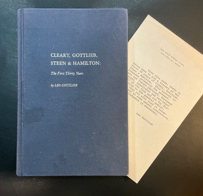 Vintage Law Firm History  Book - Cleary, Gottlieb, Steen & Hamilton - 1983
